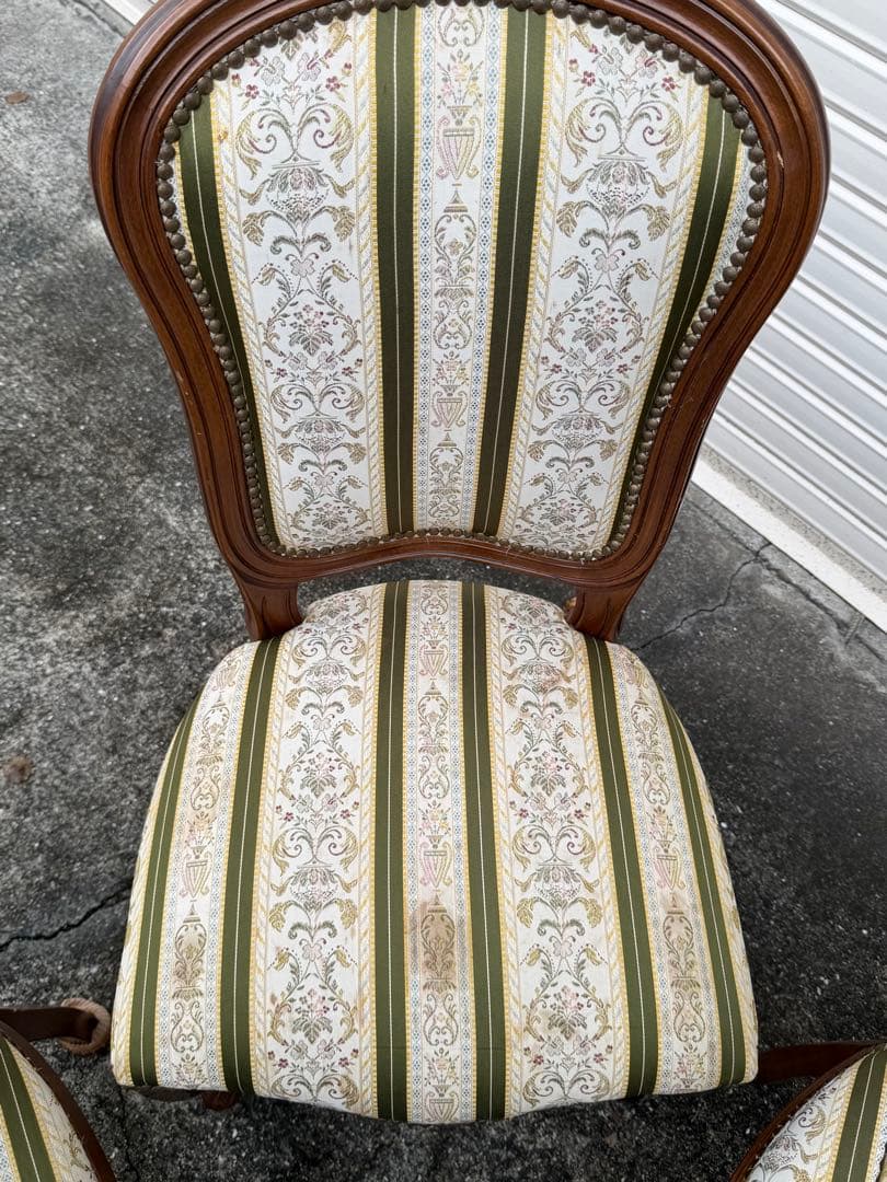 イタリア製 ロココ調 象嵌細工 ダイニング5点セット 猫脚 クラシック