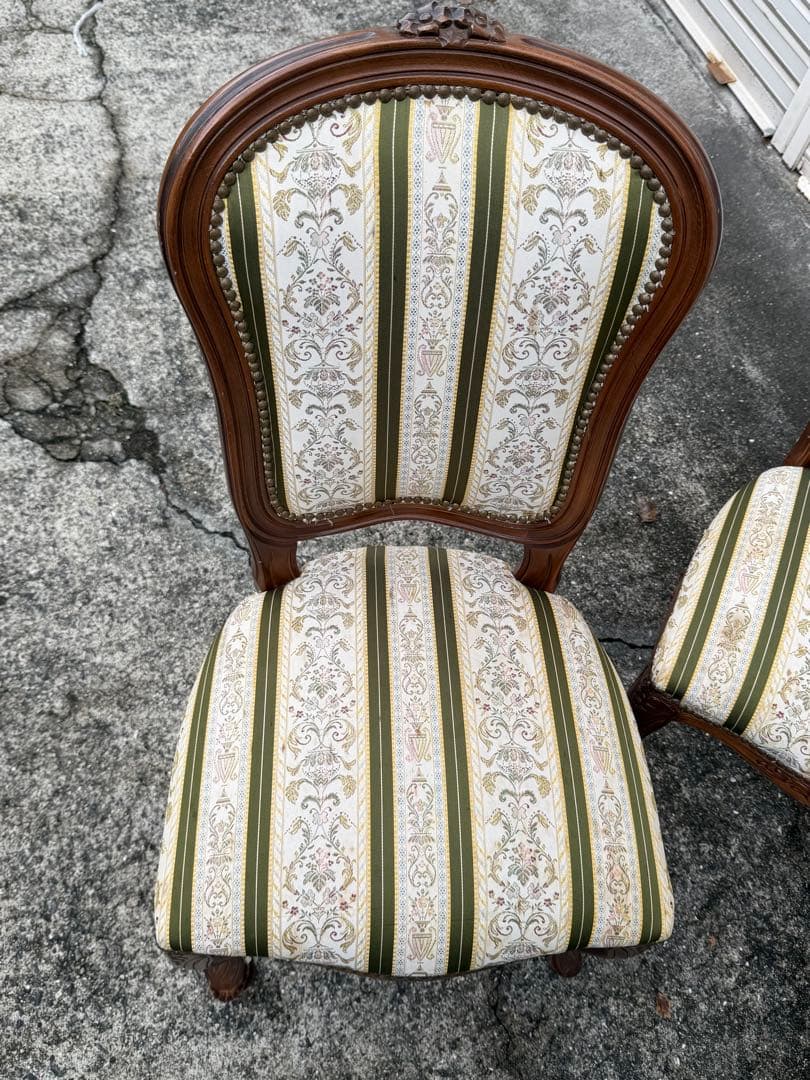 イタリア製 ロココ調 象嵌細工 ダイニング5点セット 猫脚 クラシック