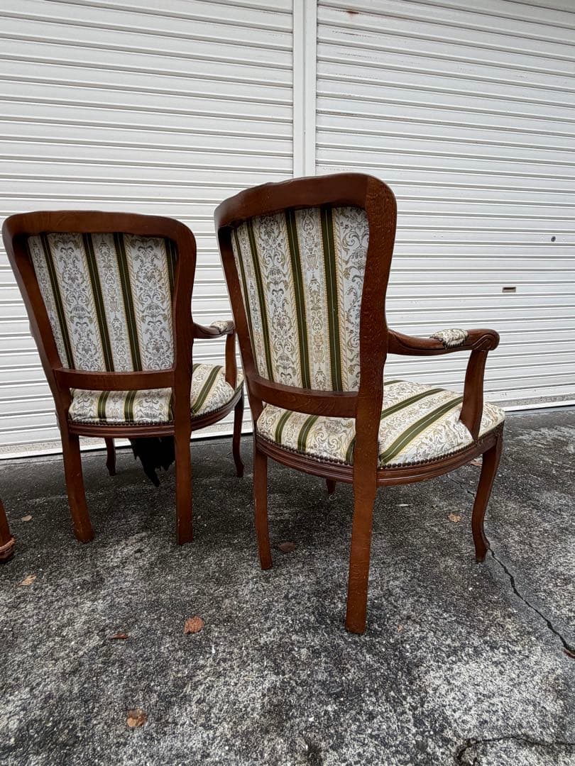 イタリア製 ロココ調 象嵌細工 ダイニング5点セット 猫脚 クラシック