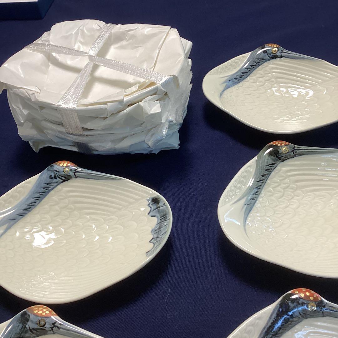 永楽写鶴巣篭もり向付10客　　　新品未使用　　お祝いの器