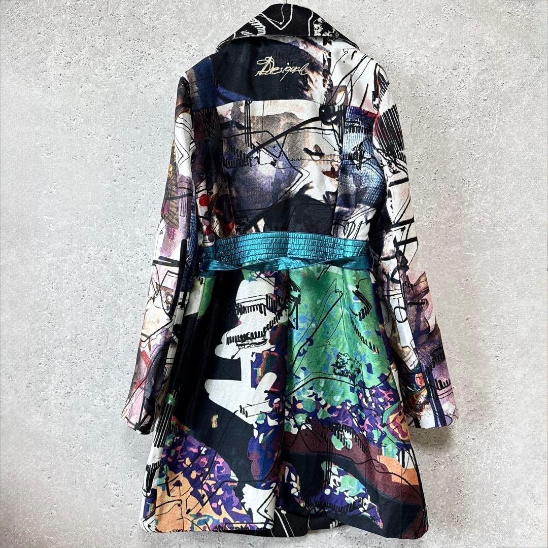 デジグアル コート 38 デザインアート 刺繍 花柄 カラフル 顔 腰紐