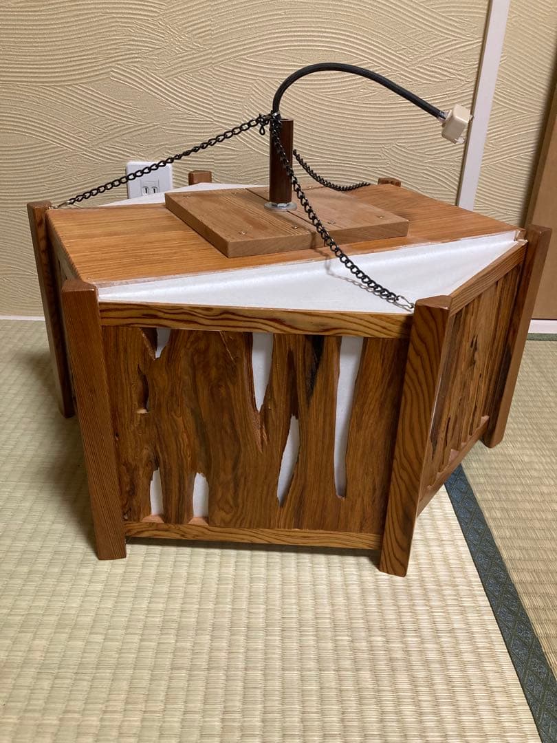 屋久杉　六角行燈　天井照明