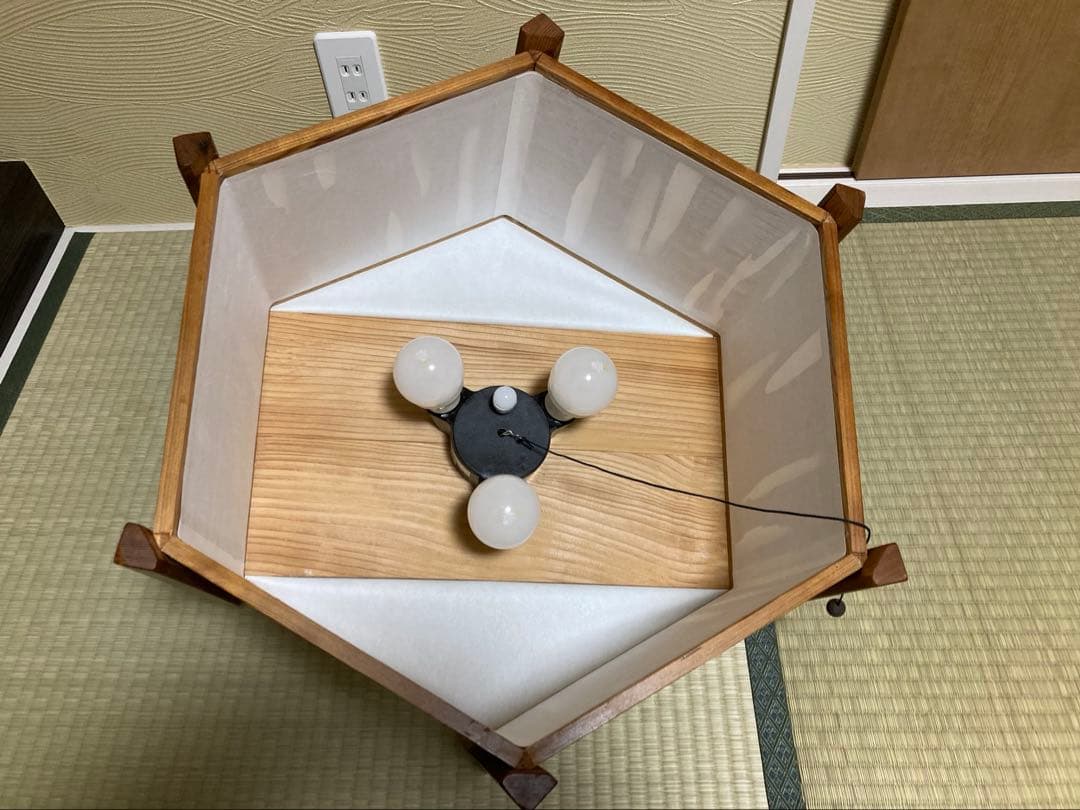 屋久杉　六角行燈　天井照明