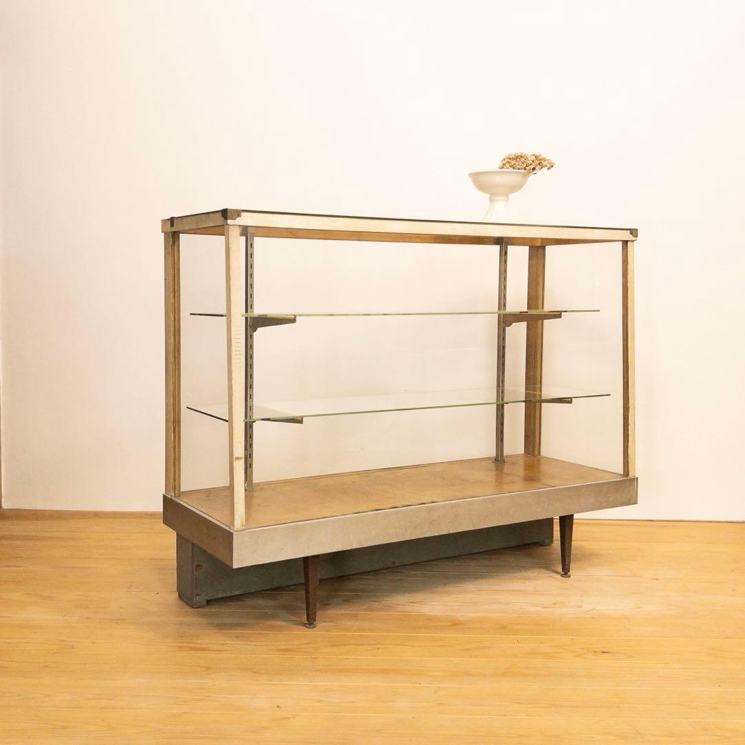 ガラス　ショーケース　ディスプレイ　横幅約121㎝　商店　アンティーク　レトロ