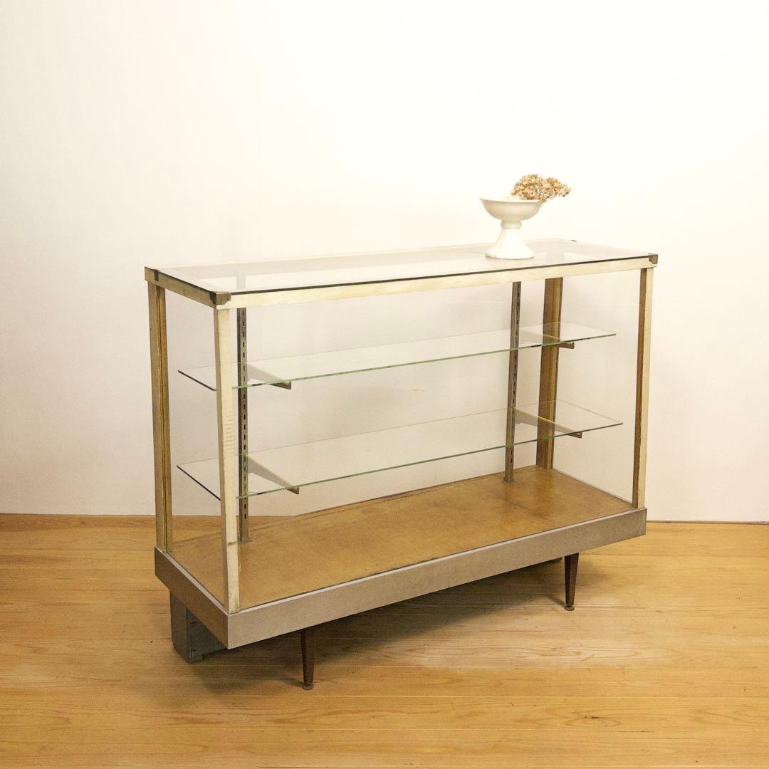 ガラス　ショーケース　ディスプレイ　横幅約121㎝　商店　アンティーク　レトロ