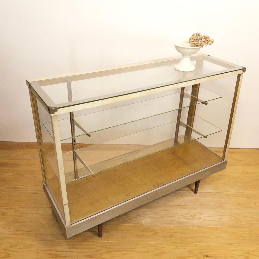 ガラス　ショーケース　ディスプレイ　横幅約121㎝　商店　アンティーク　レトロ