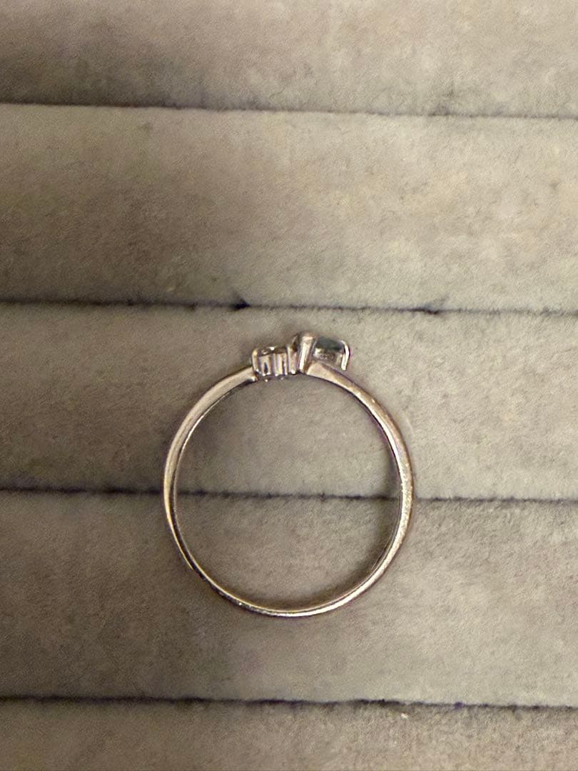 アクアマリン　メレダイヤモンドリング　K14 WG ホワイトゴールド 11号