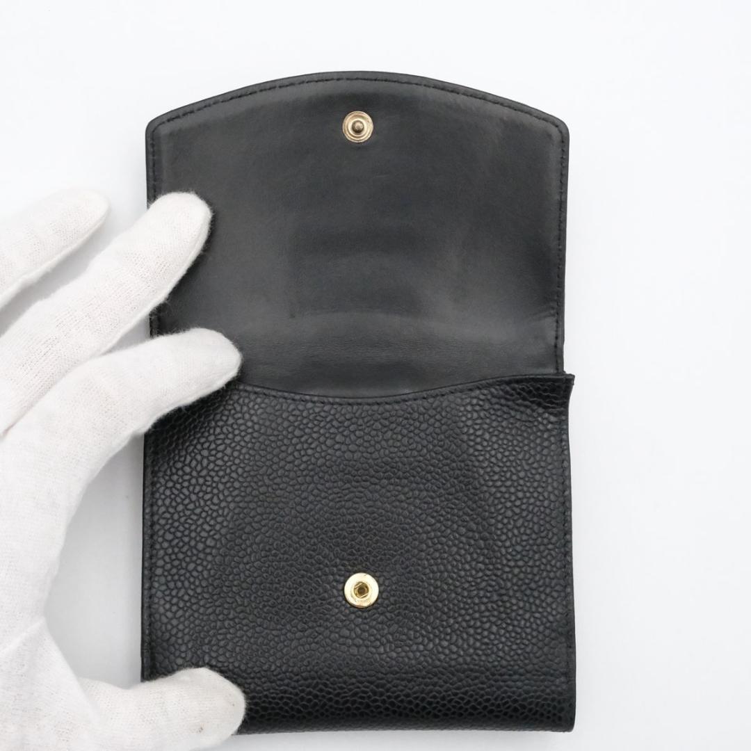 【美品】CHANEL シャネル キャビアスキン Wホック 折り財布 ココマーク