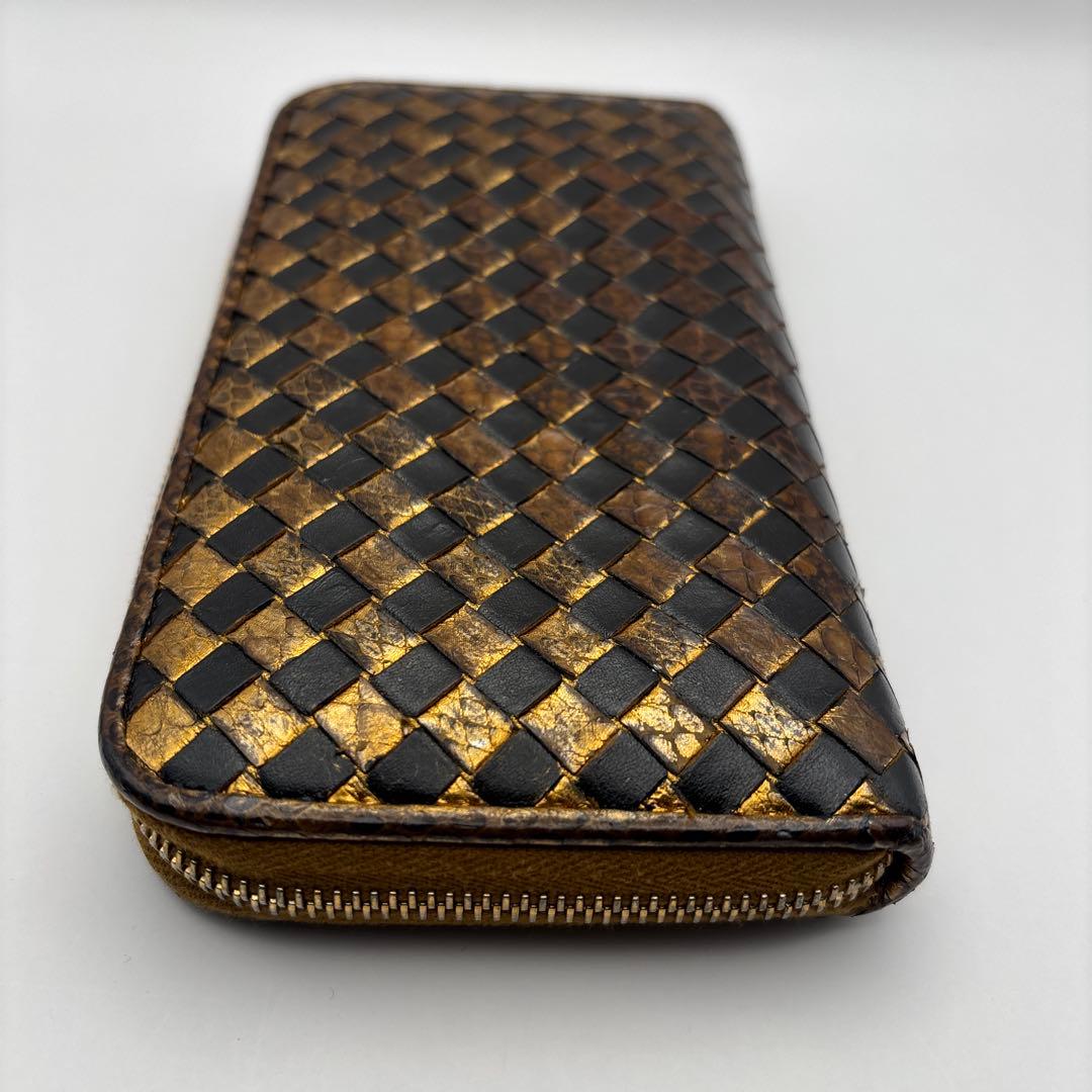 ◆正規品◆ボッティガヴェネタイントレチャート ラウンドファスナー長財布パイソン