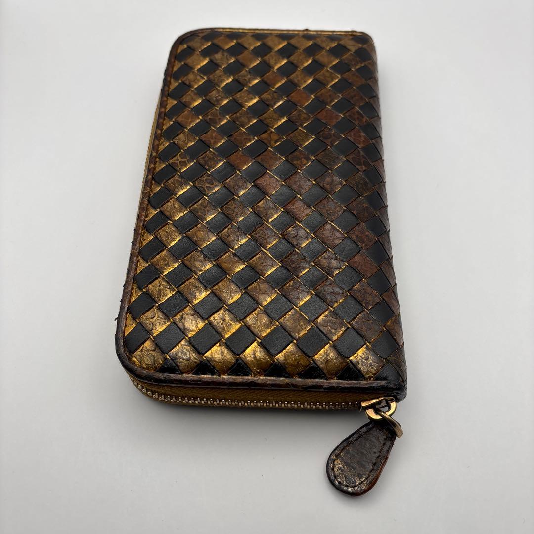 ◆正規品◆ボッティガヴェネタイントレチャート ラウンドファスナー長財布パイソン