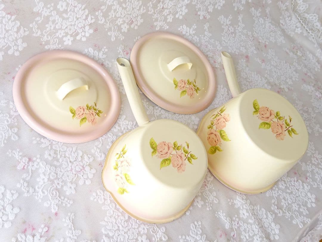 イマン　ダイアナローズ　蓋付き片手鍋大小２個セット　マニーローズ