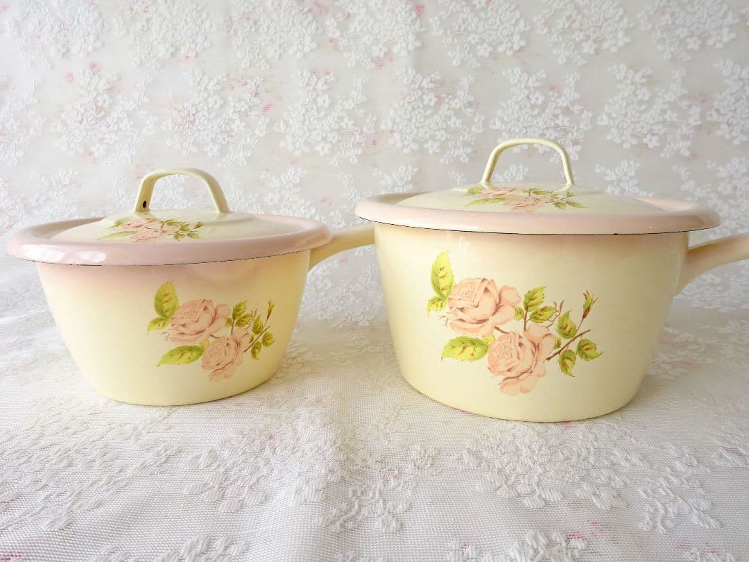 イマン　ダイアナローズ　蓋付き片手鍋大小２個セット　マニーローズ