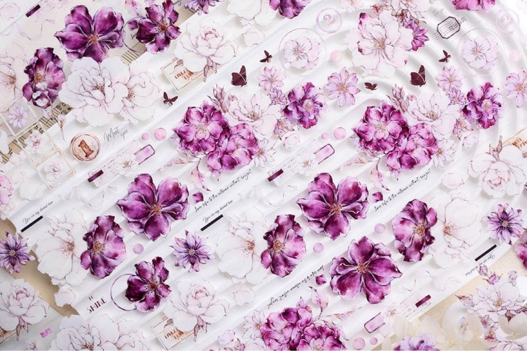 新品　薔薇花礼　PET亮面花マスキングテープ　マステ　6m