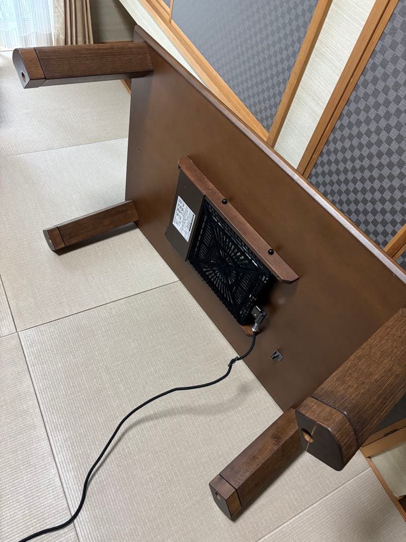 家具調コタツ　木製ダークブラウン長方形テーブル　春日工芸　引き取り限定