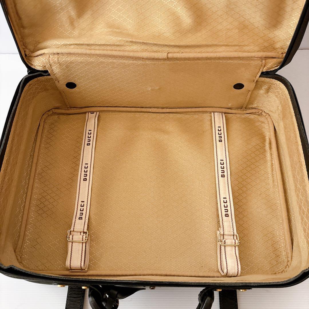 ✨美品✨グッチマイクロGG トランクケース　レザー　黒　旅行カバン　ボストン