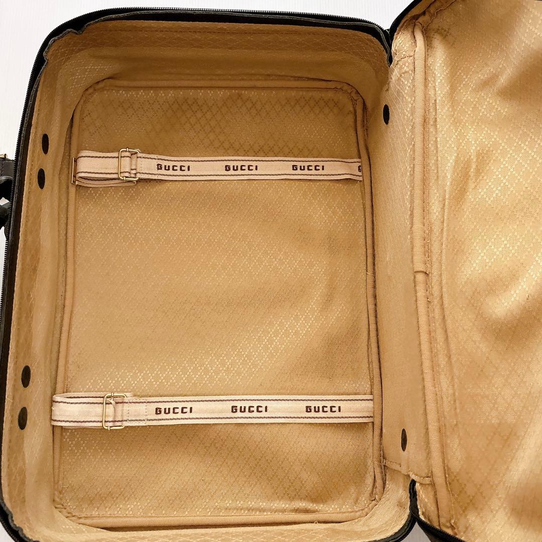 ✨美品✨グッチマイクロGG トランクケース　レザー　黒　旅行カバン　ボストン