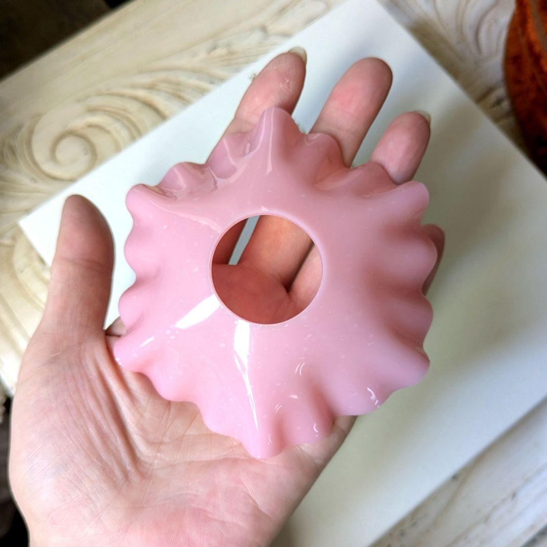 フランスアンティーク　ピンクミルクガラス　ミニシェードE/シャンデリアランプ