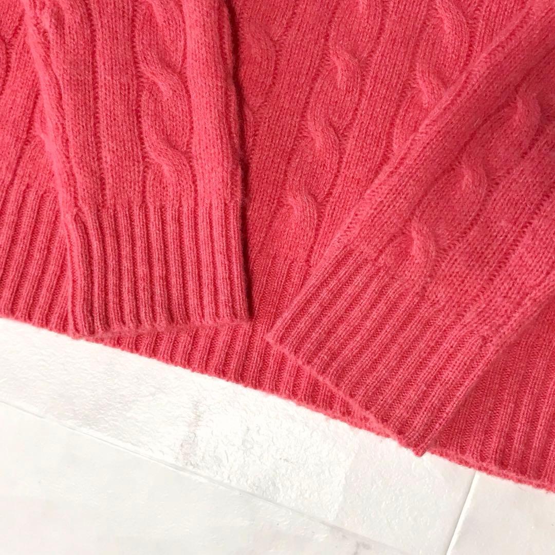 美品 ポロラルフローレン カシミヤ混 ケーブルニット ポニー 洗える 現行QR