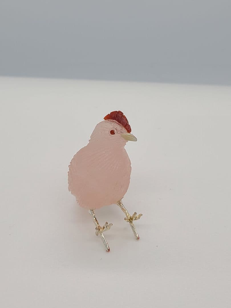 天然石彫刻 にわとり一家