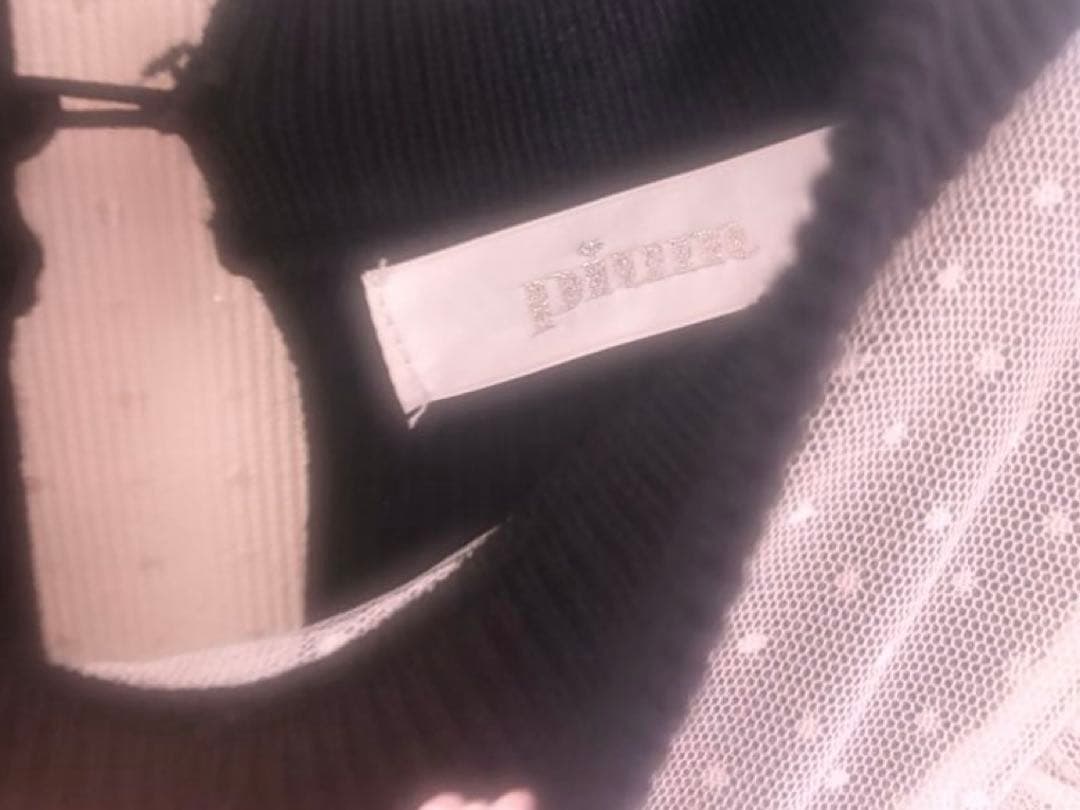 ♥ pium チュールフリルドーリーニットワンピース - ブラック ♥