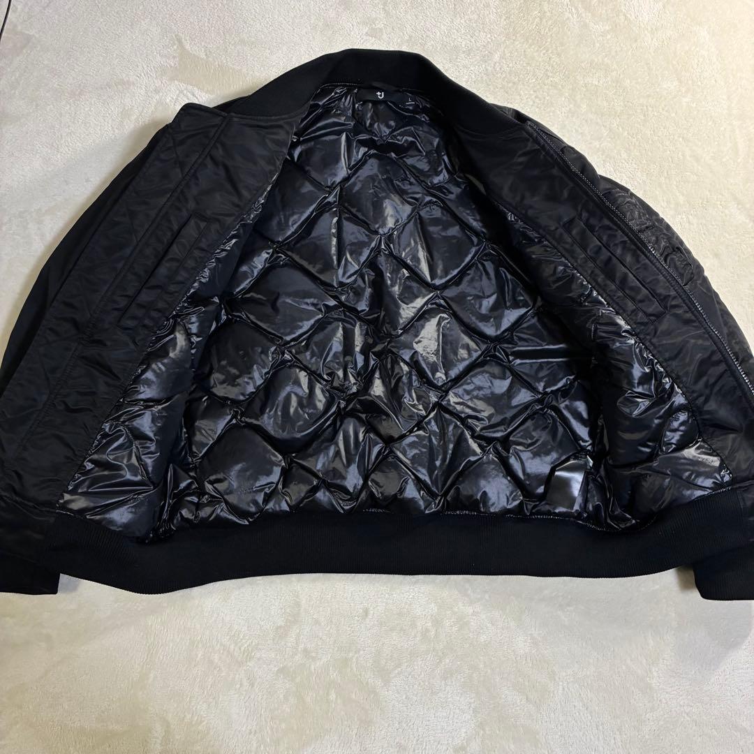 【美品】ユニクロ +J ハイブリッドダウンオーバーサイズMA-1ブルゾン 黒 L