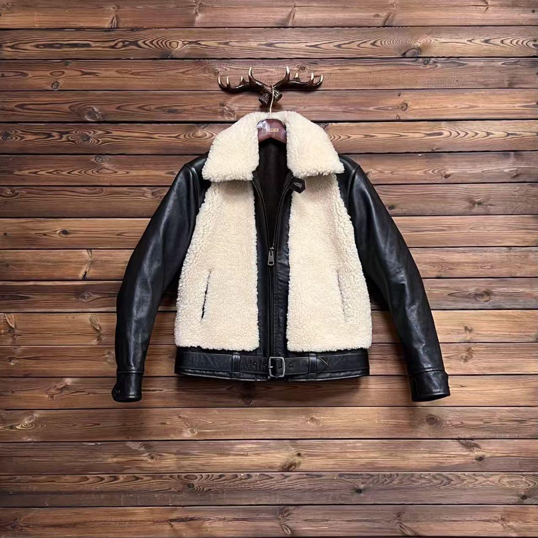 在庫処分 グリズリージャケット　熊ジャン　茶芯ホースハイド　レザージャケット L