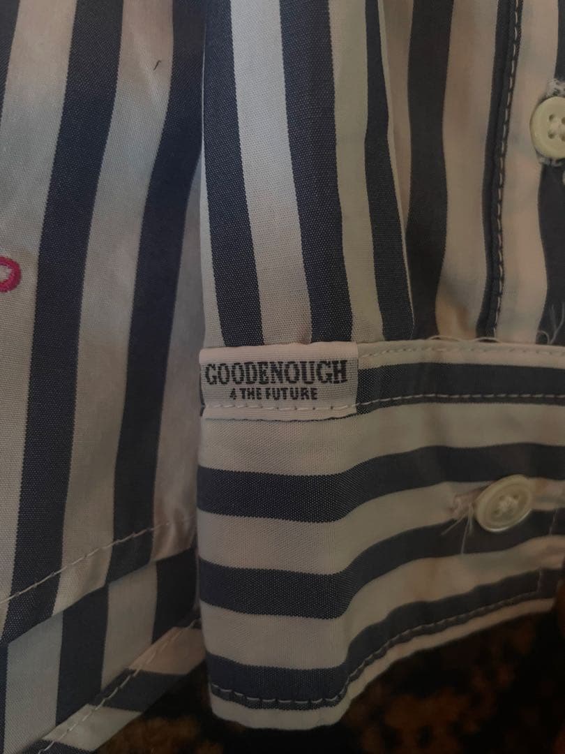 希少 美品 GOODENOUGH BACK LOGO STRIPE SHIRTS