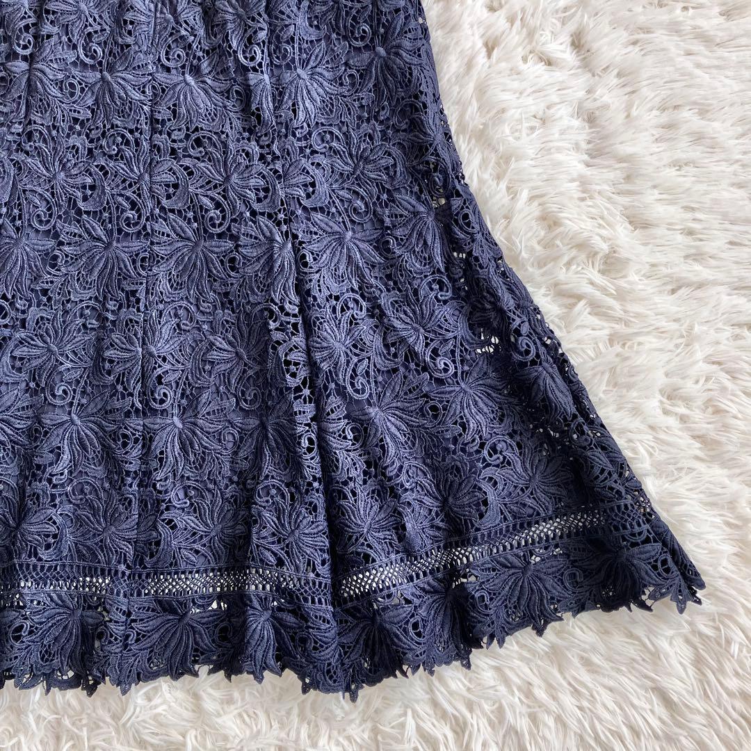 美品 人気 セルフォード レースドレス お呼ばれ ワンピース マーメイド 濃紺