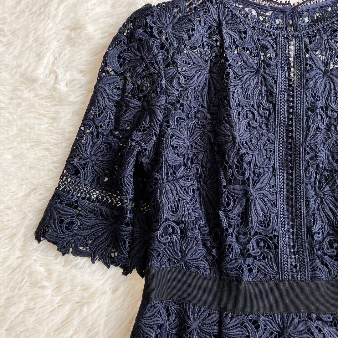 美品 人気 セルフォード レースドレス お呼ばれ ワンピース マーメイド 濃紺