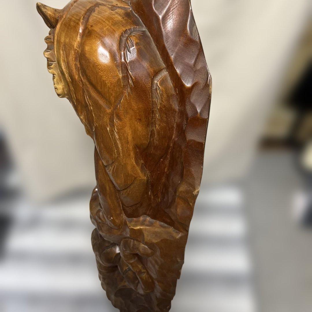 木彫り　虎　双虎アンティーク　刀彫 　 天然木　置物 衝立 縁起物　一枚板