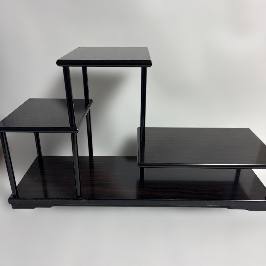 飾り棚 黒檀調 三段 飾り台 敷板 和風 フラワーベース 新築祝 花瓶