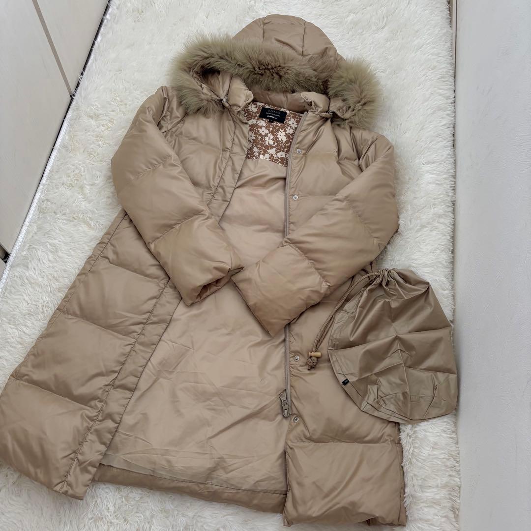 SHIPSシップス★ダウン90%★ブルーフォックスファー★ダウンコート★ベージュ