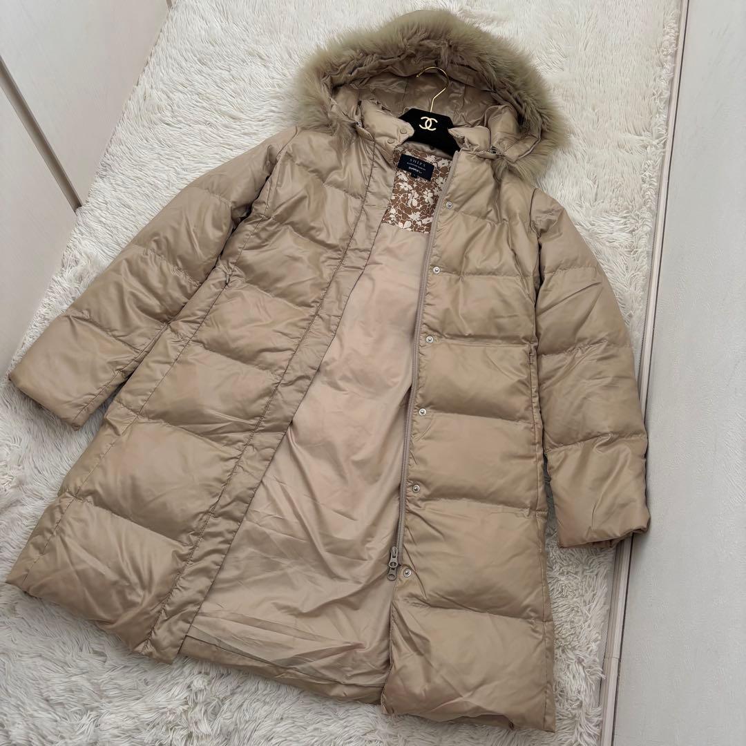 SHIPSシップス★ダウン90%★ブルーフォックスファー★ダウンコート★ベージュ