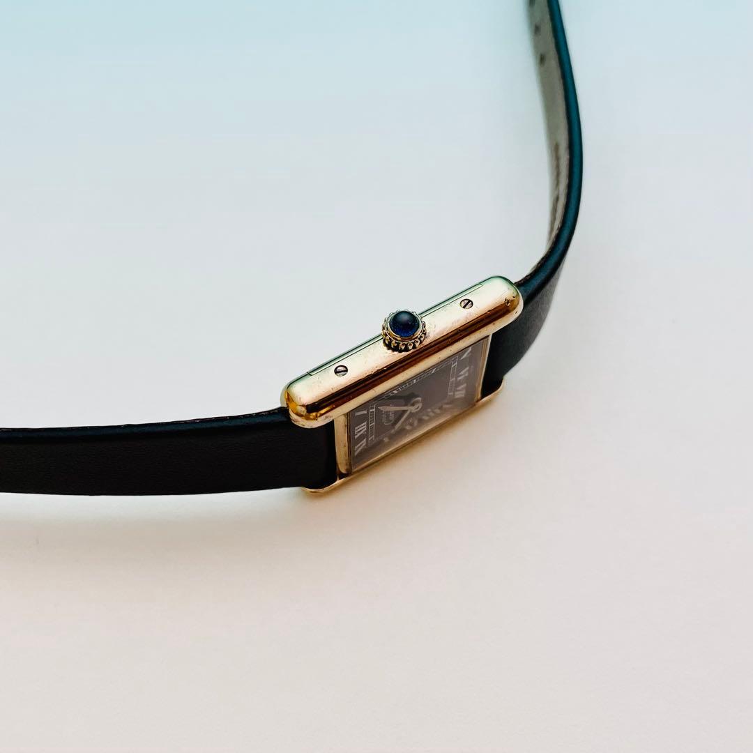 【極上／精度調整済】カルティエ マストタンク SM 手巻 ヴェルメイユ 黒文字盤