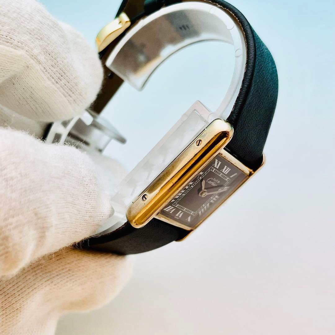 【極上／精度調整済】カルティエ マストタンク SM 手巻 ヴェルメイユ 黒文字盤