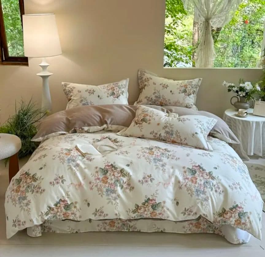 新品★アンティークローズ薔薇マーガレット綿100%シングル掛け布団カバー枕カバー