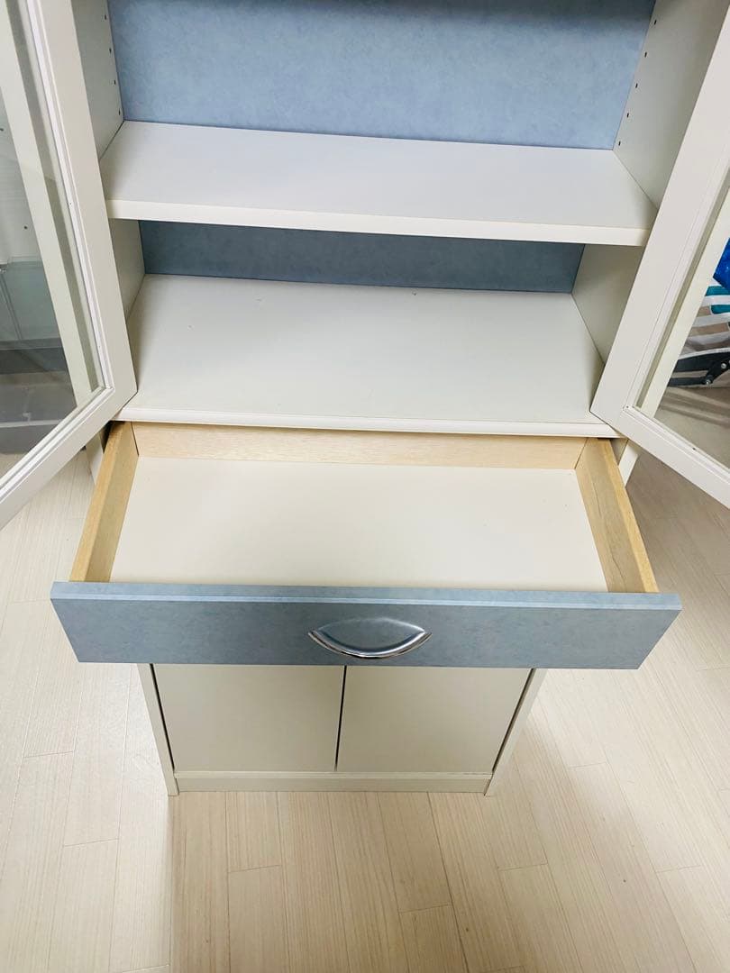 食器棚　キッチンボード　白　幅59.2cm×奥30cm×高178cm プレベール