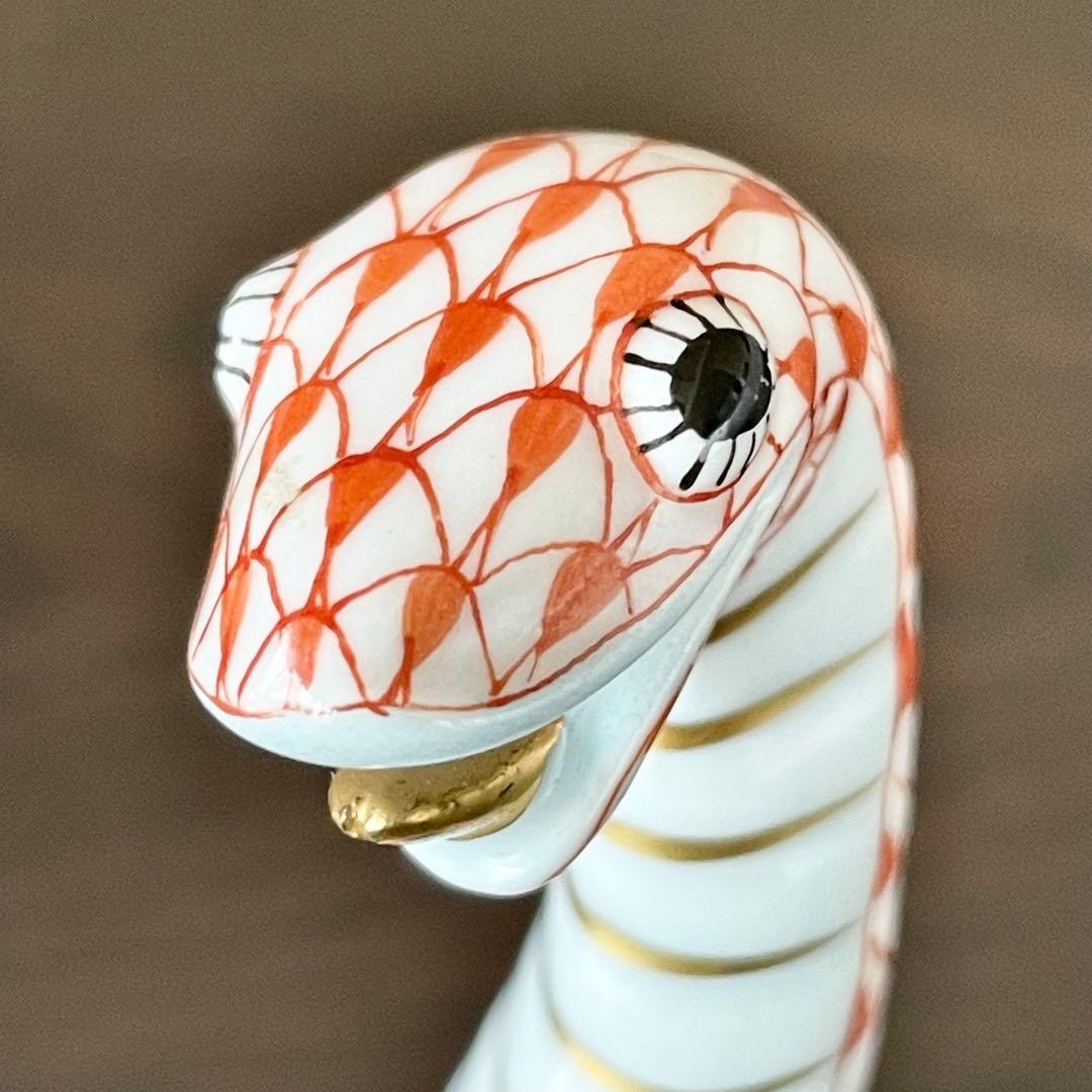 美品 HEREND ヘレンド フィギュリン 干支 2001年 巳 ヘビ 赤