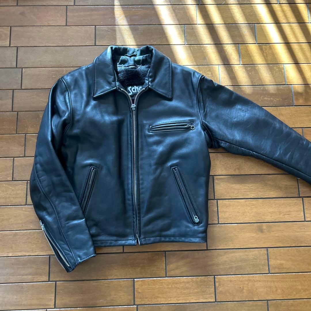 Schott ブラックレザー シングルライダースジャケット