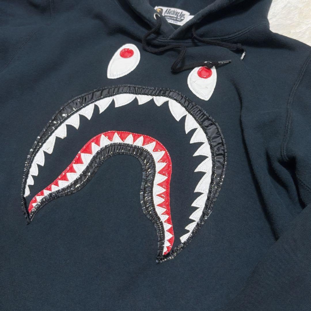 人気デザイン　A BATHING APE BAPE シャークパーカー ブラック