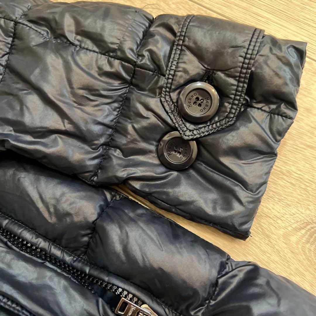 HERNO ダウン レディース M 美シルエット 濃紺 正規品 上品 軽量ラスト