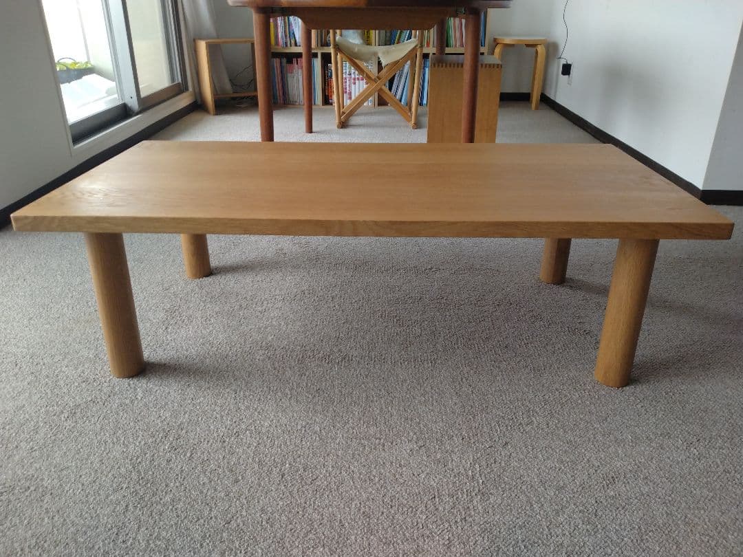 【極美品】MUJI無印良品 板と脚でできたローテーブル/オーク材/センター机座卓