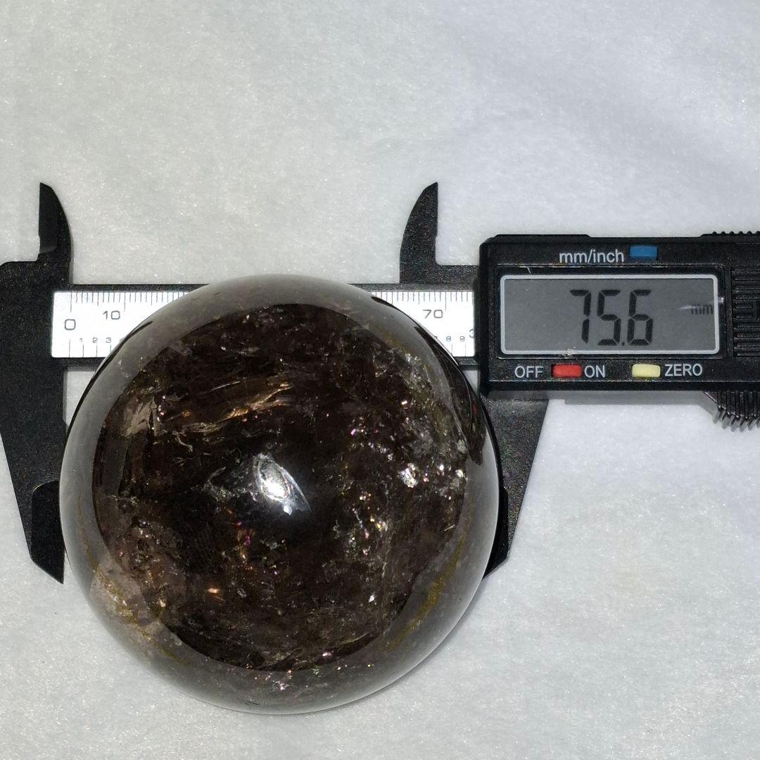 天然石✨️スモーキークォーツ　スフィア✨️爆虹キラキラ　台座付き