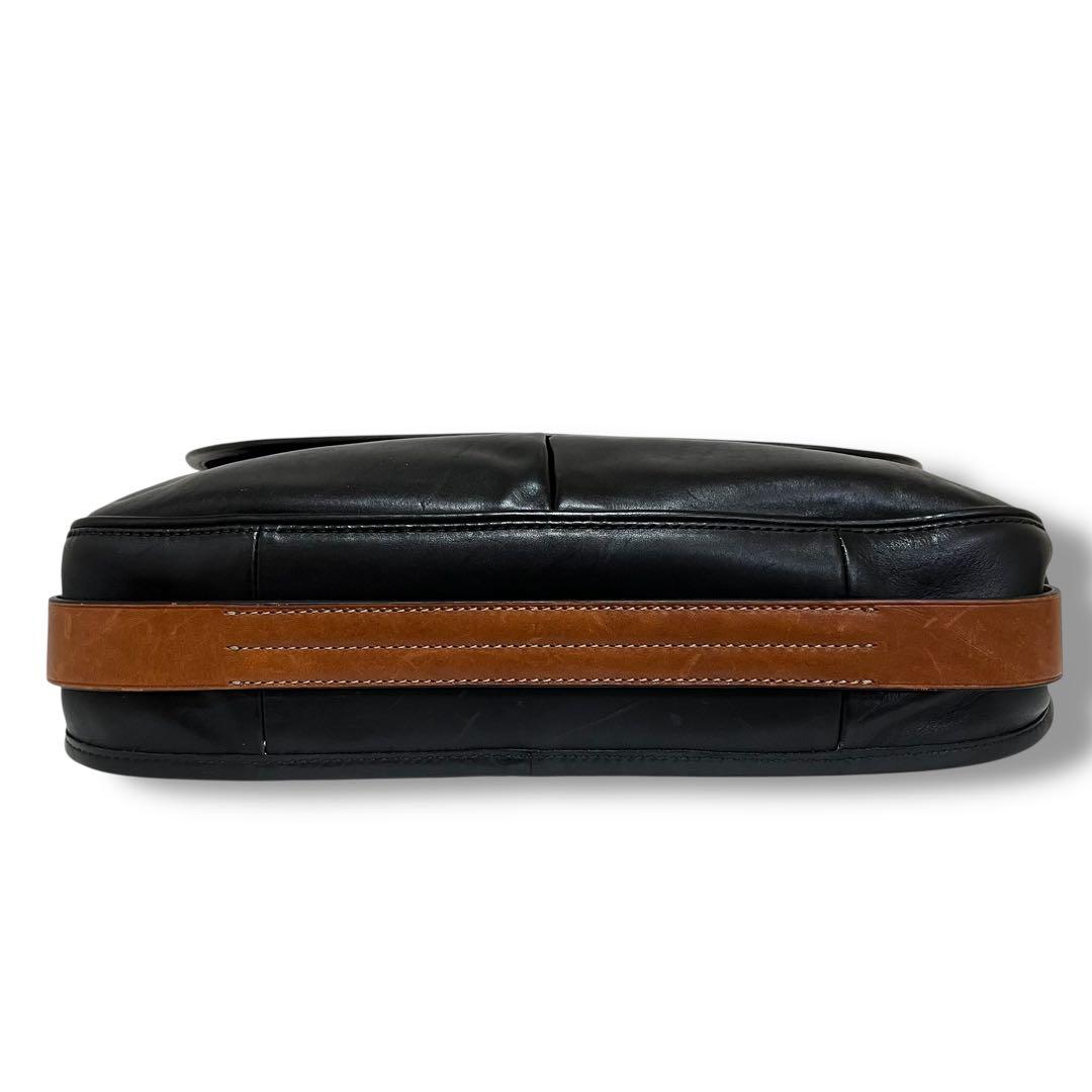 美品 ポロラルフローレン メッセンジャーバッグ レザー ブラック A4収納可