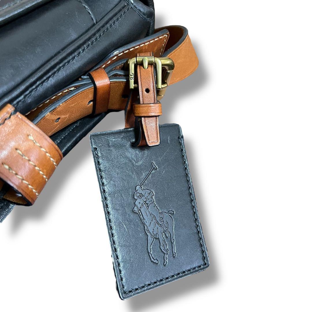 美品 ポロラルフローレン メッセンジャーバッグ レザー ブラック A4収納可