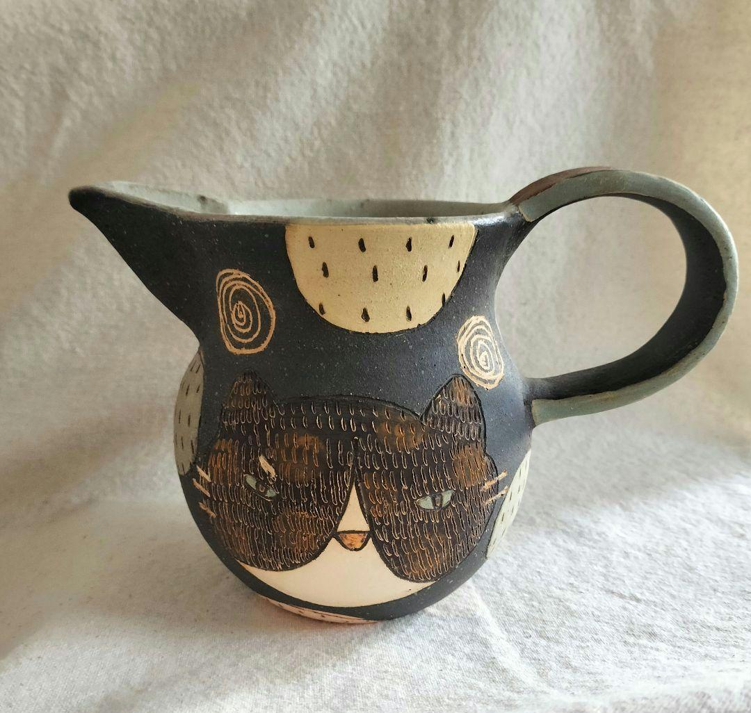未使用☆長田恵　猫と魚　ピッチャー
