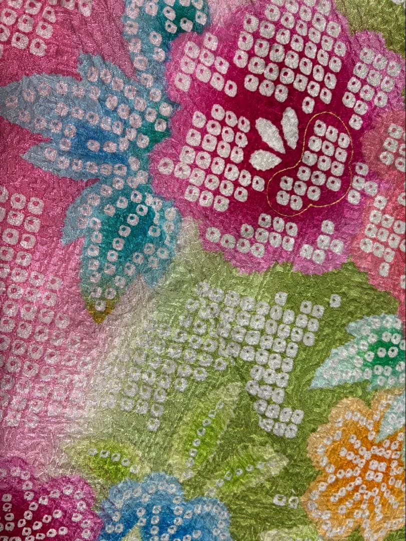 七五三 着物セット 7歳 花柄 総絞り 草履小物付き