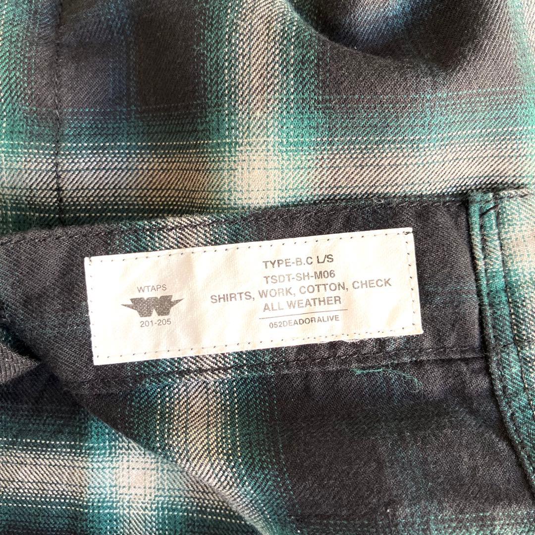 【美品】WTAPS ダブルタップス 長袖オンブレチェックシャツ グリーン系
