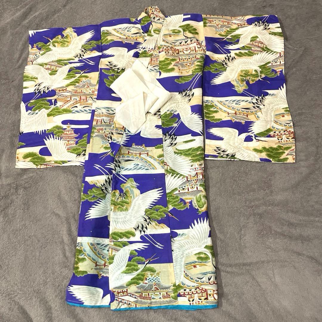 七五三　３歳　男の子　アンティークお着物セット　正絹　絞り被布