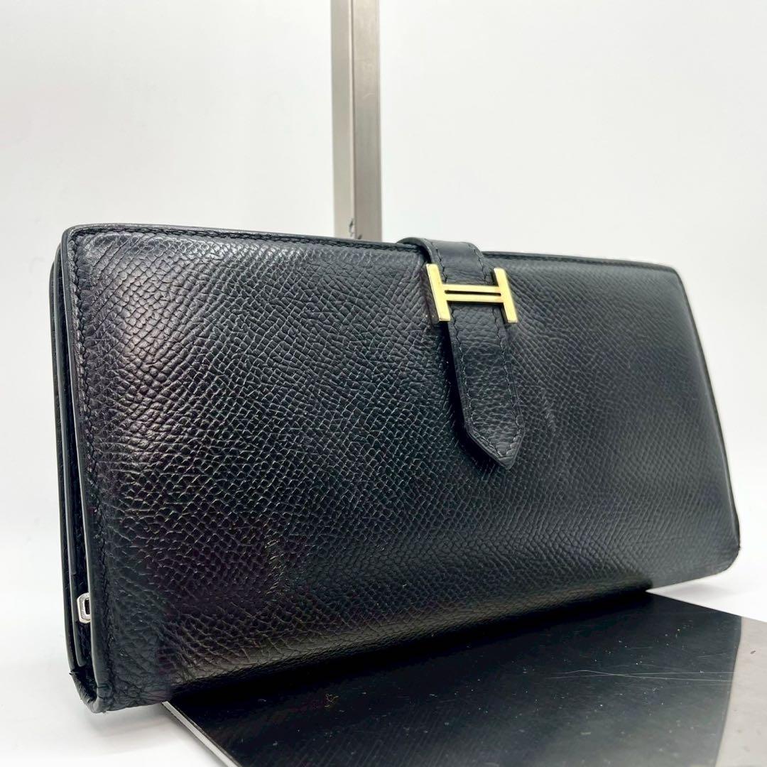 エルメス　べアンスフレ　長財布　ブラック　◻︎K刻印